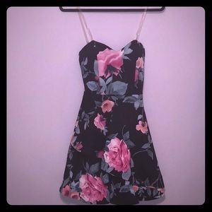 Navy floral print dress